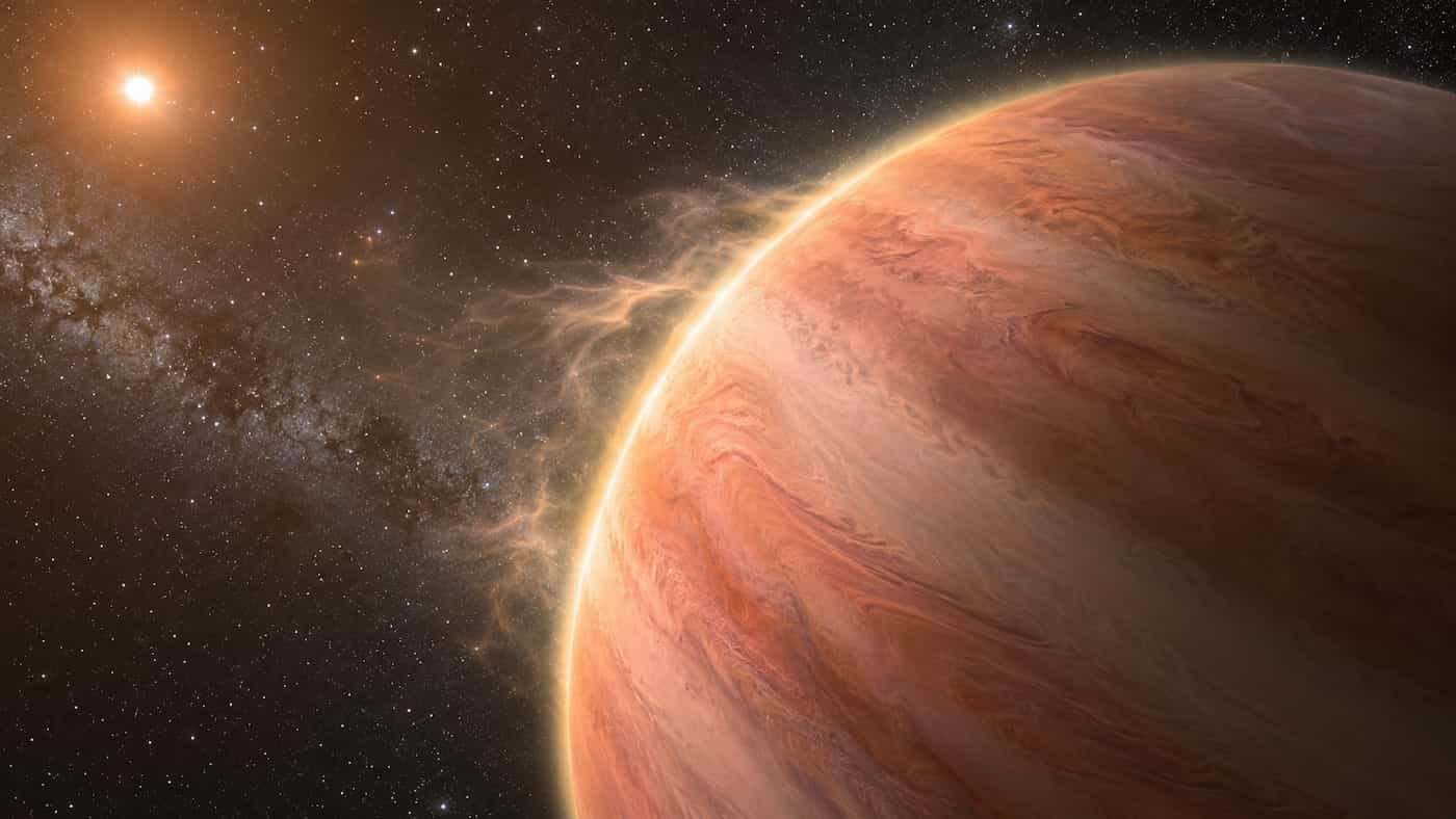 Großer Gasplanet im kosmischen Nebel