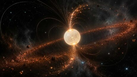Leuchtender Stern in kosmischer Nebelwelt