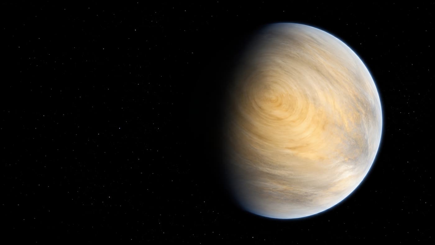 Die Venus-Ringe, die es nur einmal gab Weltraumlandschaft mit wolkenbedecktem Planeten