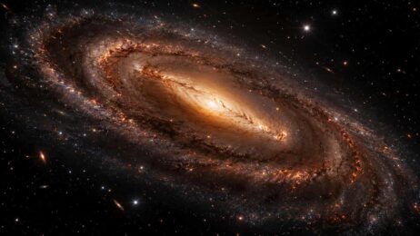 Goldene Spiralgalaxie im Sternenmeer