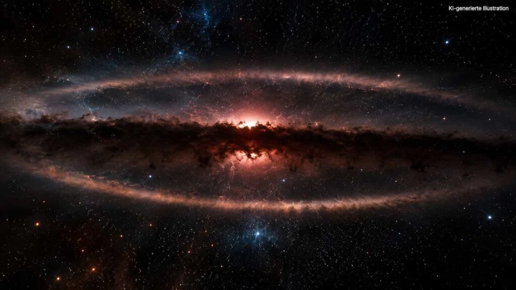 Kosmischer Staubring vor leuchtendem Stern