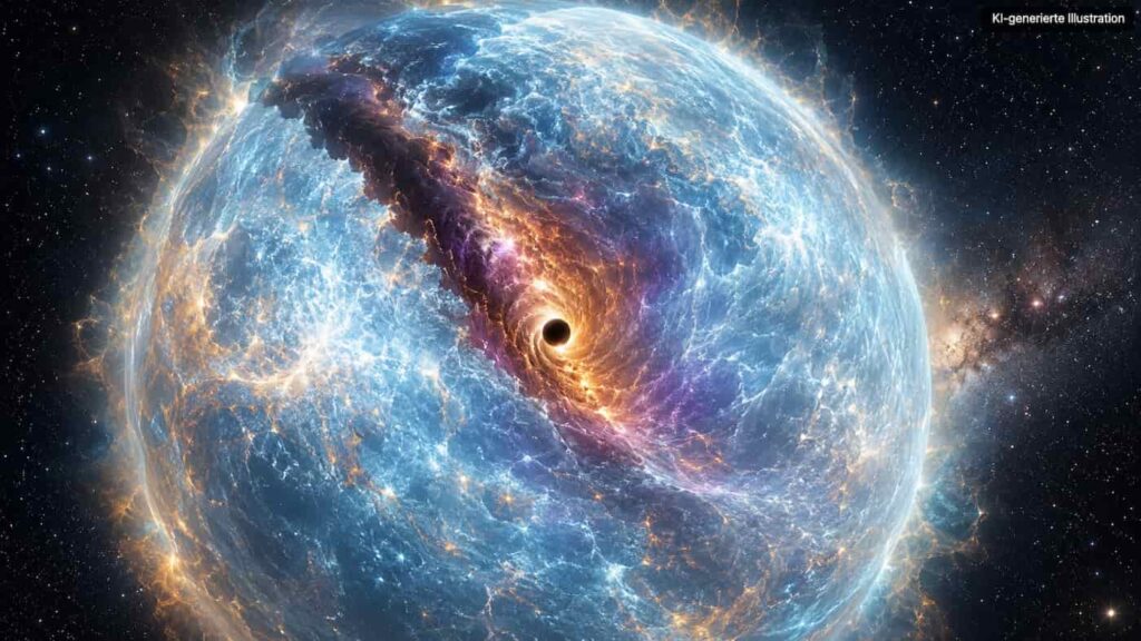 Kosmischer Sternenwirbel mit schwarzem Zentrum