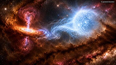 Kosmischer Tanz: Blauer Stern und Akkretionsscheibe
