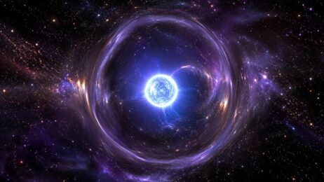 Kosmischer Wirbel um einen leuchtenden Stern
