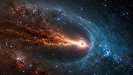 Kosmisches Schwarzes Loch mit Feuerschweif