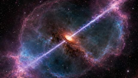 SS 433: Ein Magnetfeld verrät, wo der kosmische Superbeschleuniger versteckt liegt Zweifache Spiraljets im farbenprächtigen Nebel