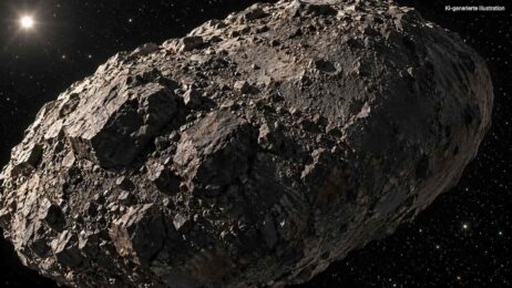 Warum Asteroid 2024 YR4 die Standardrechnung der Astronomen aushebelt Sonnenbeleuchteter Asteroid im All