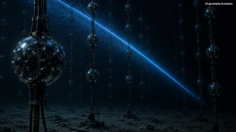 Tiefsee-Neutrino-Detektor im blauen Licht