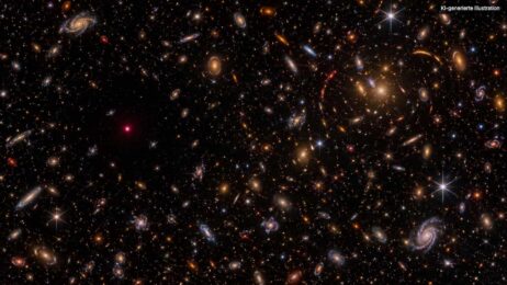Ein rätselhaftes Lichtsignal ohne Absender: Was hat das Webb-Teleskop da entdeckt? Einsamer Purpurfunke im Galaxienfeld