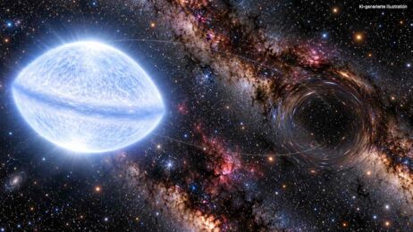 Unsichtbares Schwergewicht verrät sich durch den Takt eines pulsierenden Sterns Schnellrotierender Stern und unsichtbarer Begleiter