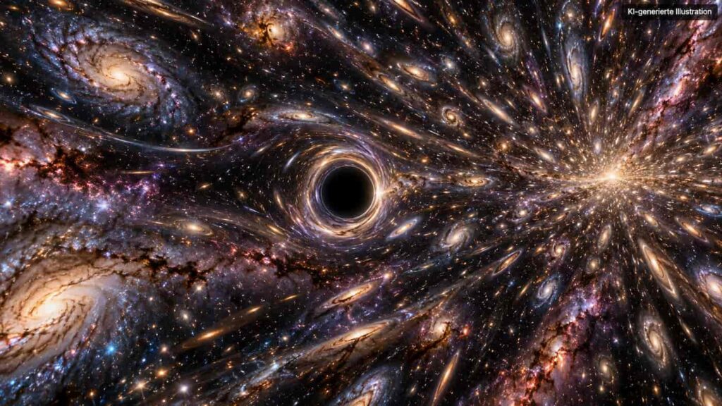Schwarzes Loch im kosmischen Sog