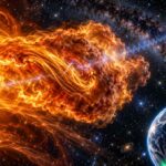 Sonneneruption zwischen Pulsar und Erde