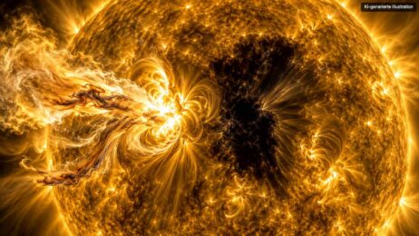 Sonnensturm über dem koronalen Loch