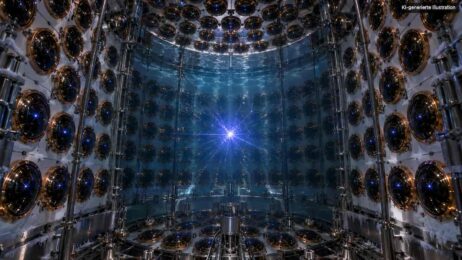 Violetter Lichtblitz im flüssigen Xenon